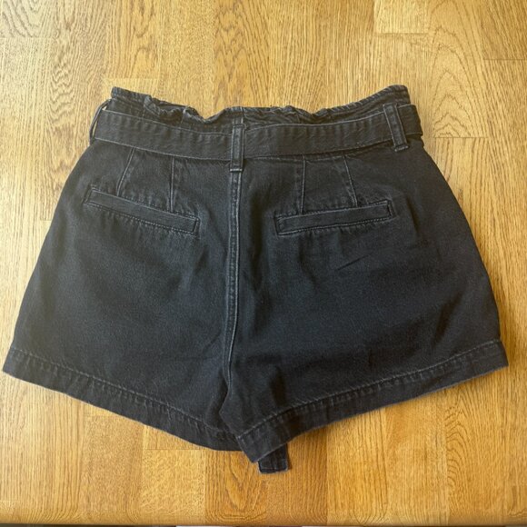 American Eagle Black Paperbag Mom Shorts Tie Waist High Rise Size 4 - Picture 4 of 14